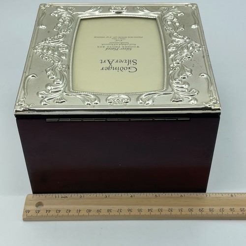 GODINGER Silver Art Silver Plated Wooden Photo Box 4x6 Frame Storage 7x7x5 Decor - Picture 14 of 15