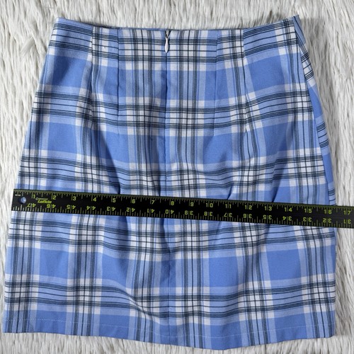 Brandy Melville Light Blue Flat Front Checked A-Line Skirt Women's Size 0 - Picture 11 of 21