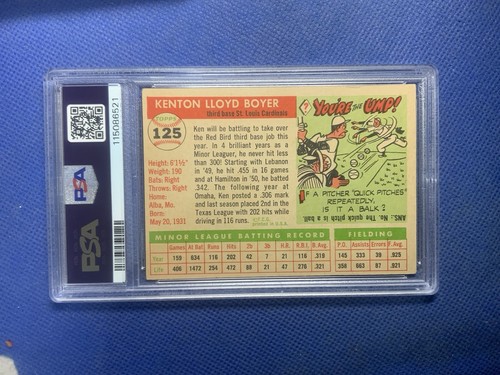 1955 Topps #125 Ken Boyer Rookie PSA 4 VG-EX *High End* St. Louis Cardinals - Picture 2 of 2