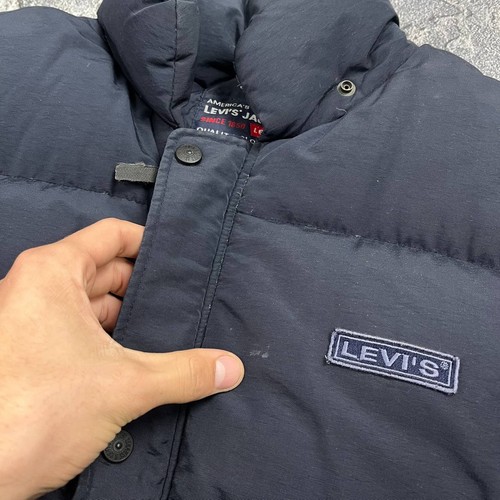 Men’s Vintage Levi’s Down Jacket Puffer Black Nylon Size L - Picture 15 of 15