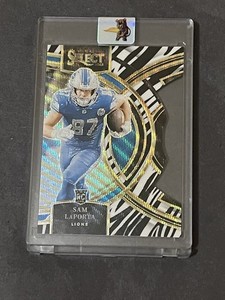 2023 Panini Select Sam Laporta Rookie RC Premier Die-Cut Zebra Prizm SSP #106