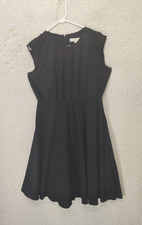 Ann Taylor Loft Women Dress 6 Black Polyester Sleeveless Fit Flared Knee Length