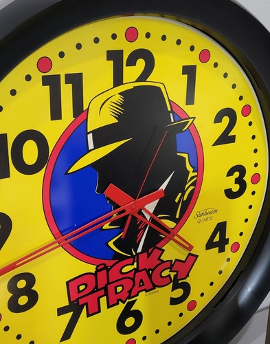 RARE Vintage Dick Tracy Sunbeam 18" Wall Clock Walt Disney Company Working READ* - Picture 7 of 12