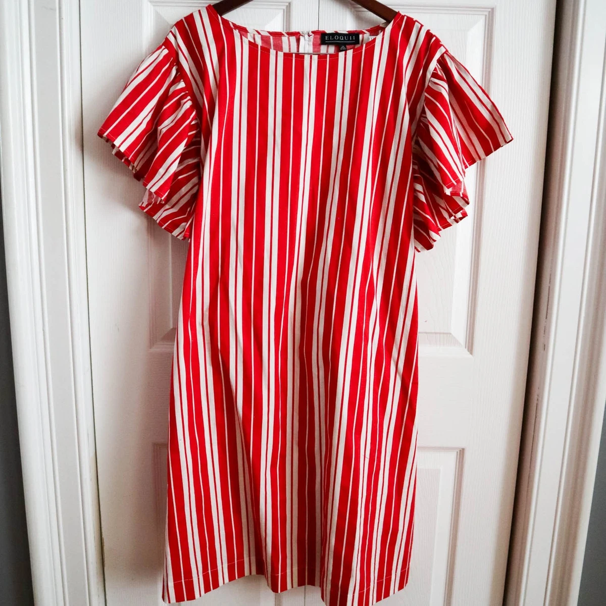 Knee Length Cotton Short Sleeve Casual Striped Dresses for Women for sale |  eBay