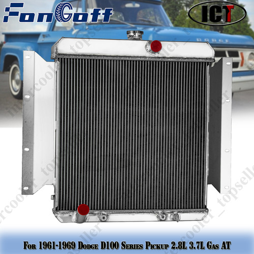 Radiador de aluminio de 3 filas para camioneta Dodge D100 Series 1961-1969 2,8 L 3,7 L gasolina AT. - Imagen 1 de 12