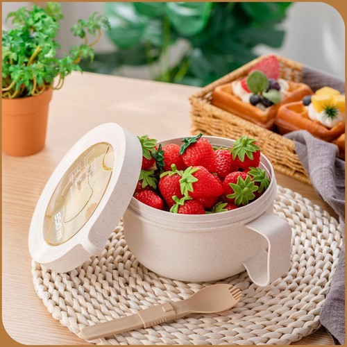4 Pcs Microwave Ramen Bowl Microwavable Instant Soup Cups with Lids Large Sou... - Picture 6 of 7