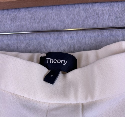 Theory Pants Women's 8 Off White Basic Pull On Elastic Waist Straight Classic - Picture 8 of 10