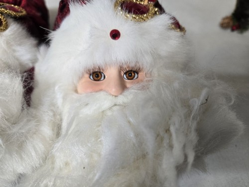 3 Large Santa Claus Christmas Head Xmas Ornament Beard Velvet Hat  - Picture 4 of 11