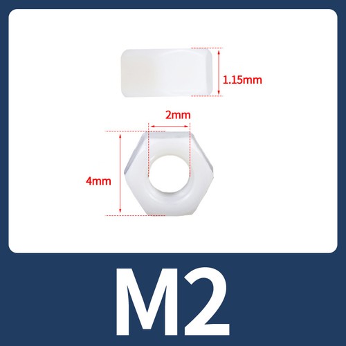 Weiß Nylon Sechskantmutter DIN 934 Sechskantmuttern M2 M2.5 M3 M4 M5 M6 M8 ~ M20 - Picture 6 of 18