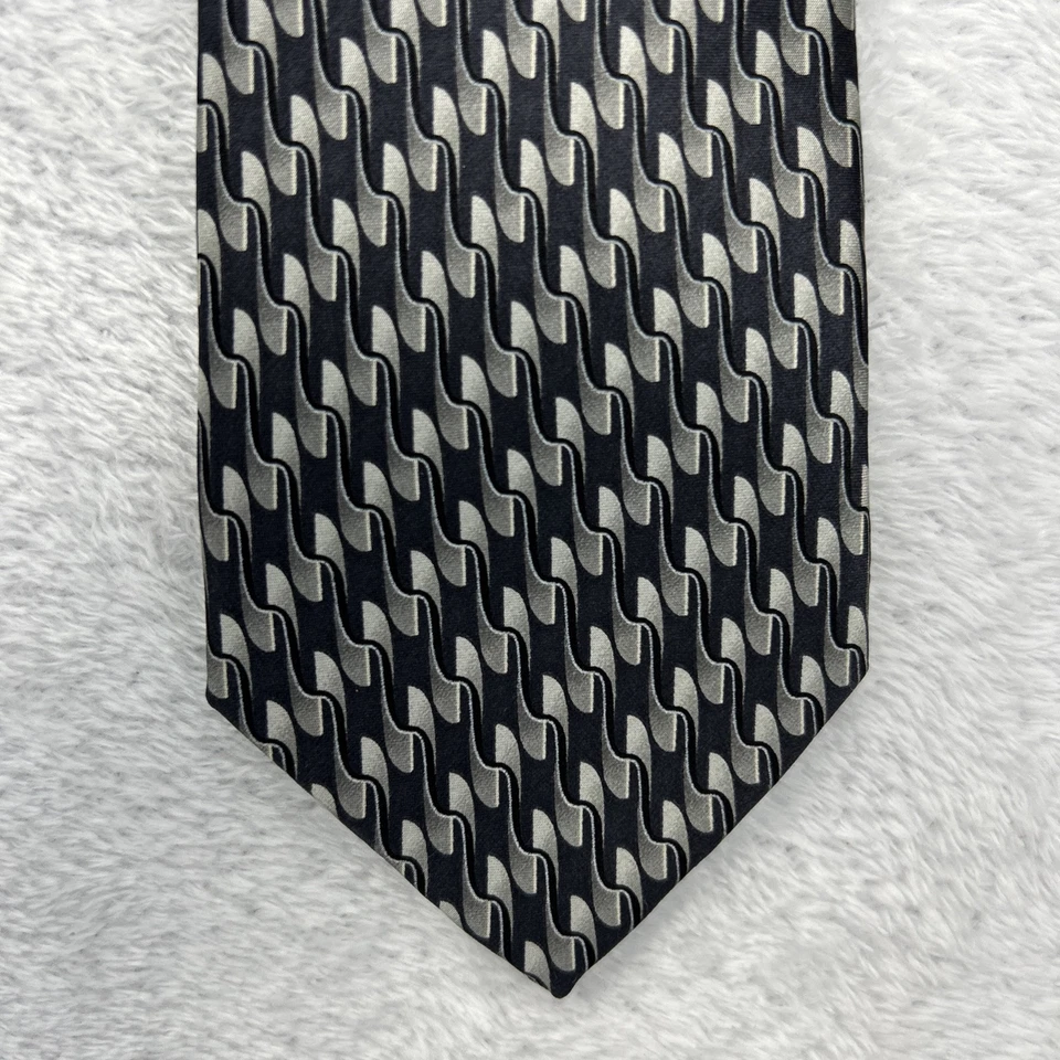 "Corbata para hombre Mark Jason resistente a las manchas azul marino gris 3x49,5"" hecha a mano toda seda" Foto 4 de 4