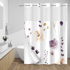 No Hook Shower Curtain with Snap in Liner - 71"W x 74"L (Pack of 1) Plum Flower