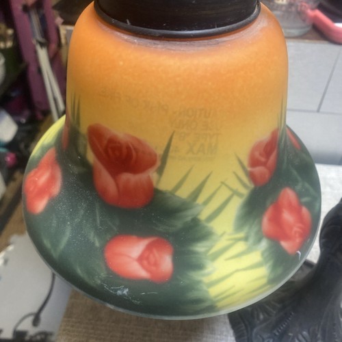 Vintage Downbridge Table Lamp 12.25” Art Glass Hand Painted Lighting - Picture 8 of 15