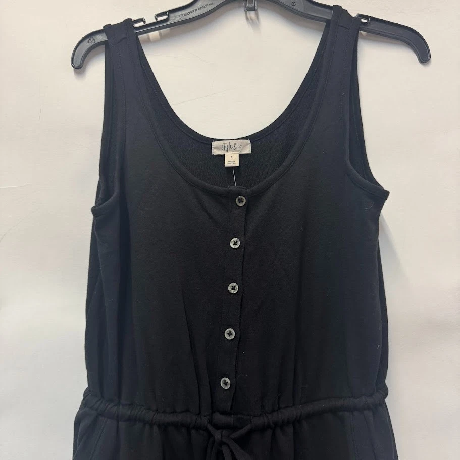 Style & Co Womens S Deep Black Button Top Jogger Leg Jumpsuit NWT AK46 Foto 3 de 4