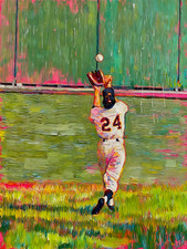 Willie Mays The Catch 1954 World Series Painting Card Print Artist Signed 2/30