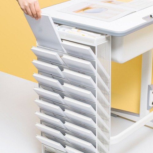 Schreibtisch Seite Lagerung Bücherregal Eisen Mesh 9 Tier Bewegliche Hangable - Photo 7/24