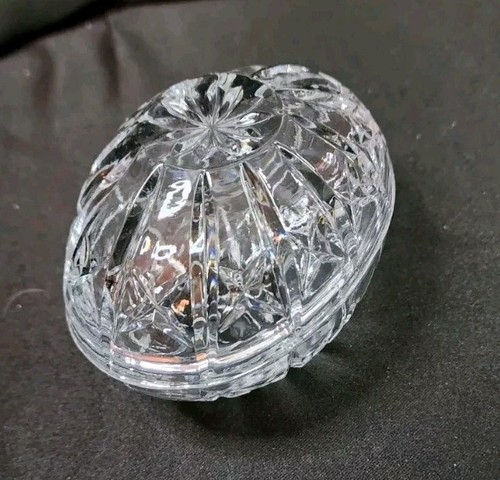 Crystal Egg Candy Dish Trinket Heavy Weight Covered 2 Pc Gift Decor - Picture 23 of 23