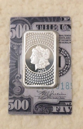 2023 PAMP Morgan $500 Bill 50g Silver Bar Assay .999 - Picture 1 of 8