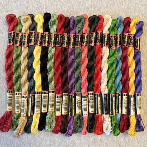 20 DMC Coton Perle Size 5 Thread 100% Cotton Assorted Colors No Repeats - Picture 1 of 5