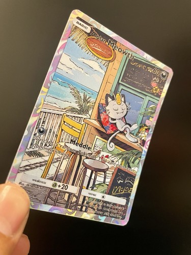 Fan Art Pokemon TCG Pocket Alolan Meowth Holo IR | Extradimensional Crisis - Picture 3 of 3