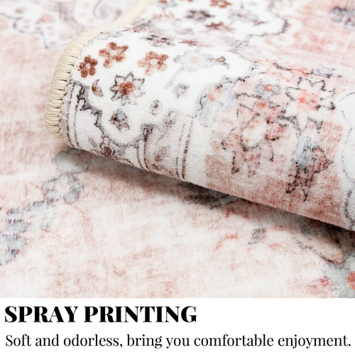 Non Slip Boho Pink Runner Rug, Machine Washable for Hallways Entryway Kitchen... - Picture 6 of 8