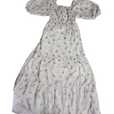 LoveShackFancy for Target XS White Purple Floral Print Tiered Maxi Dress Cottage