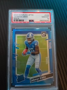 2023 Panini Donruss Optic - Rated Rookie Jahmyr Gibbs #236 Aqua Prizm /299 (RC)