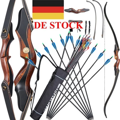 TOPARCHERY 60" 25-50lbs Bogenschießen Takedown Recurve Bogen Und Pfeile Set Für Jagd Ziel