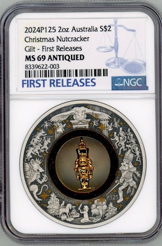 2024 Australien Nussknacker 2oz Silbermünze NGC 69 FR +Box COA - Bild 1 von 7
