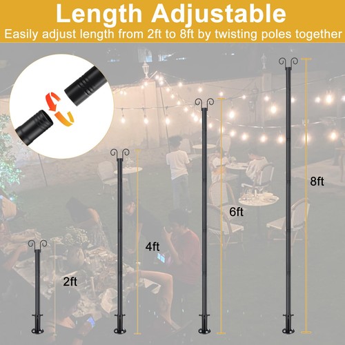 Lichterkette Masten für Außen Terrasse 2er Pack 8FTH Schwerlast Metall Garten Außen... - Bild 5 von 7