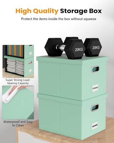 Organizador de archivos de cuero verde menta duradero con barras deslizantes transparentes - Paquete de 2 - Imagen 7 de 8