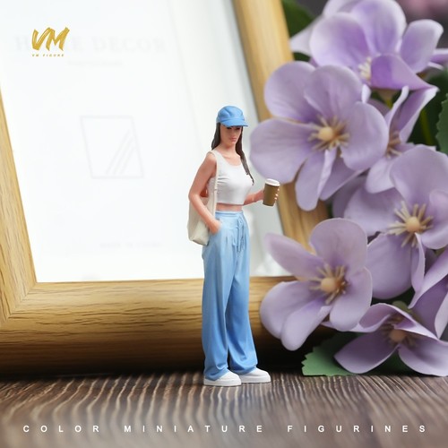 Chaleco Café Gorra 1/18 Niña Diorama Miniatura Figura Resina Modelo Escena Para Coche Juguete - Imagen 7 de 9