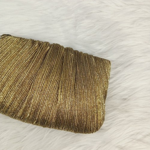 NWT $195 loeffler randall Brit Oro Metallic Organza Pleated Clutch-On-Chain - Picture 3 of 12