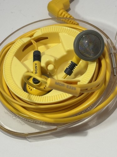 Vintage Sony MDR-E225 Yellow Sports Earbuds Headphones - Tested Working - Picture 6 of 6