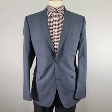 Saks Fifth Avenue Men's Sport Coat Blazer Two Button Blue Twill Wool Trim 40R