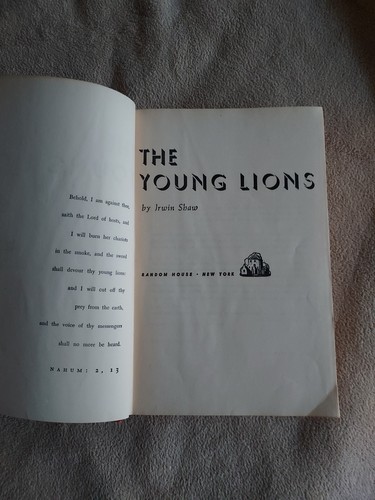 The Young Lions ~ Irwin Shaw ~ 1948 HC ~ Red Hardcover Book Vintage - Picture 5 of 9