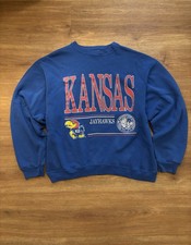 Vintage Hanes 80s KU Crewneck Jayhawk Blue Size XL Made In USA