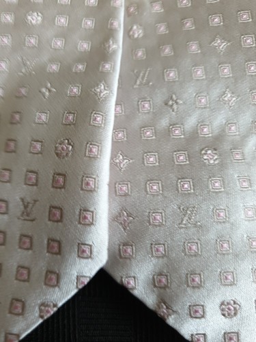 LOUIS VUITTON Logo All-over print silk Tie Men LV Light Pink Genuine - Bild 10 von 13