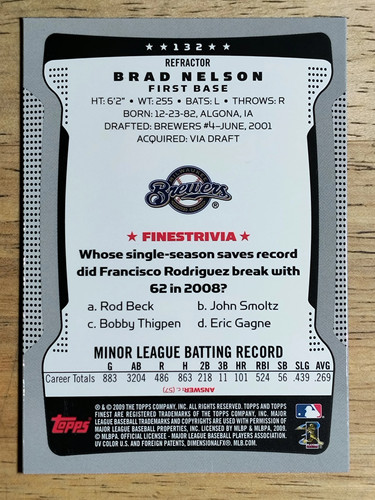 Finest Refractors #132 2009 Brad Nelson - Imagen 2 de 2