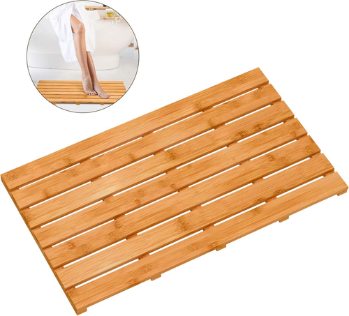 Alfombra de baño de madera de bambú para ducha de lujo, antideslizante 31,3 x 18,1 x 1,5 pulgadas - Imagen 9 de 12