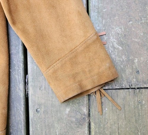 Vintage Roots Western Suede Tassel Jacket Camel Brown Size 40 Made In Canada - Picture 5 of 17
