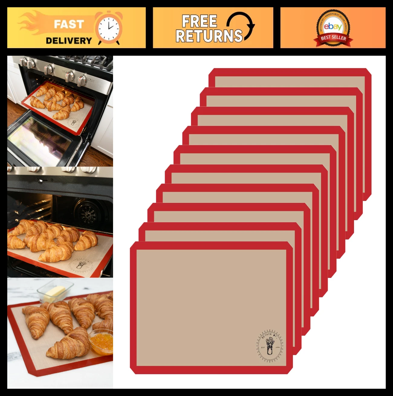 Non-Stick Silicone Baking Mats - Full Size 17x25 Inch, Multi-Pack for Cookies &
Opens in a new windo