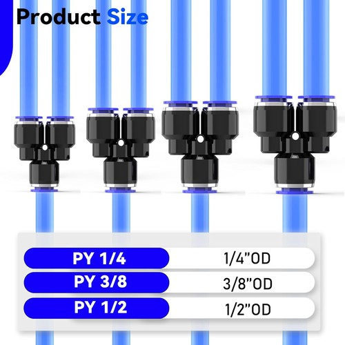 20Packs Y tee 1/4"OD Push to Connect Fittings,Air Line Fittings and Hose Kits... - Picture 4 of 7