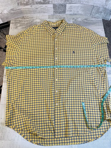 Camicia Ralph Lauren uomo 3XLT alta vestibilità classica bottoni manica lunga giallo a quadri - Foto 7 di 8