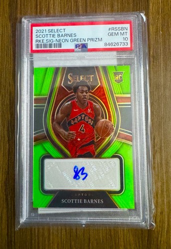 2021 Select Scottie Barnes Neon Green Prizm Rookie Auto /99 PSA 10 Raptors