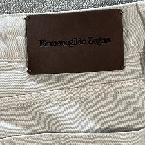 Pantalones Ermenegildo Zegna Para Hombres 42×28 Marfil Algodón-Elastano 5 Bolsillos Ajustados Elastizados - Imagen 11 de 13