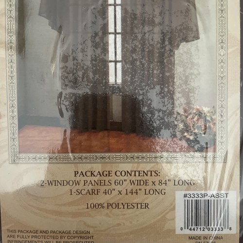 Better Home Page 3-teiliges Voile Fenster Panel und Schal Set dunkel weinrot Neu! - Bild 2 von 2
