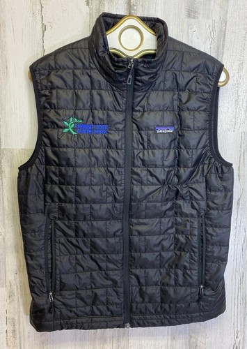 Patagonia Mens Sz M Nano Puff Vest Black Company Logo - Picture 2 of 13
