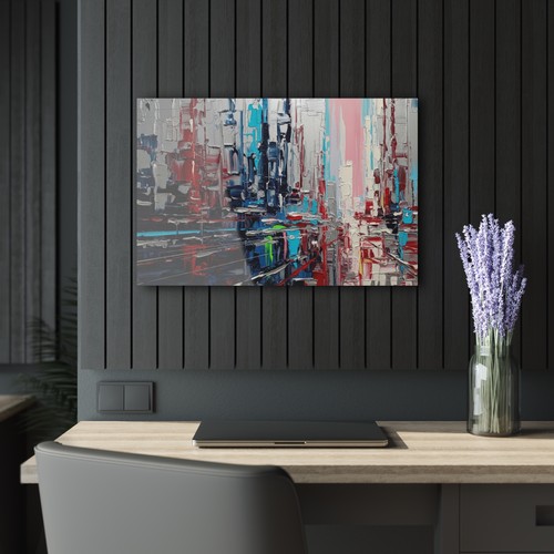 Shimmering Tomorrow: Abstract Futuristic Impasto Acrylic Panel of Light - Picture 6 of 11
