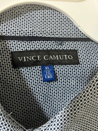 Vince Camuto Herren Hemd Langarm Blau Grau Jacquard Webart Verdeckter Knopf XL - Bild 3 von 6