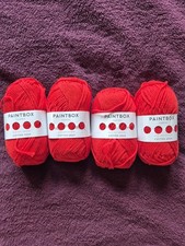 4x PAINTBOX Cotton Aran Yarn 100% Cotton  50g 85m Red